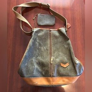Leather Mail brown and tan shoulder bag.